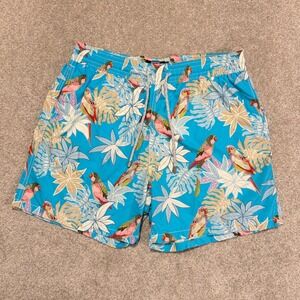 Vilebrequin Swim Trunks Mens XXL Blue Parrot Tropical Moorea Board Shorts
